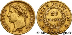 20 francs or Napoléon tête laurée, Empire français 1814 Paris F.516/39