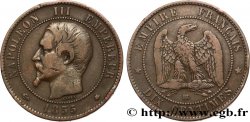 Dix centimes Napoléon III, tête nue, différent ancre 1855 Strasbourg F.133/24