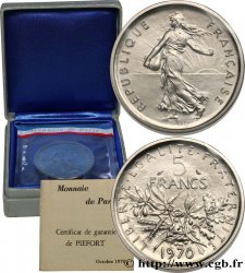 Piéfort Cu-Ni de 5 francs Semeuse 1970 Paris GEM.154 P1