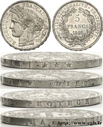 Concours de 5 francs, essai en étain par Oudiné, tranche en relief 1848 Paris VG.3089 var. SPL63 