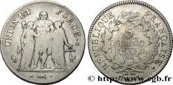 5 francs Union et Force, Union serré, gland intérieur haut, gland extérieur, petite feuille 1798 Paris F.298/2