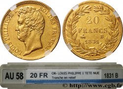 20 francs or Louis-Philippe, Tiolier, tranche inscrite en relief 1831 Rouen F.525/3
