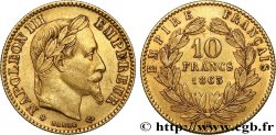10 francs or Napoléon III, tête laurée, type définitif à grand 10 1863 Strasbourg F.507A/4
