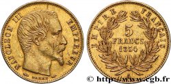 5 francs or Napoléon III, tête nue, petit module, tranche lisse 1854 Paris F.500/1