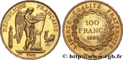 100 francs or Génie, tranche inscrite en relief Dieu protège la France 1885 Paris F.552/6
