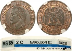 Deux centimes Napoléon III, tête laurée 1862 Bordeaux F.108A/7