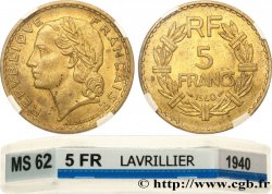 5 francs Lavrillier, bronze-aluminium 1940  F.337/4