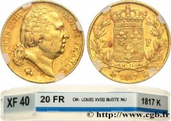 20 francs or Louis XVIII, tête nue 1817 Bordeaux F.519/6