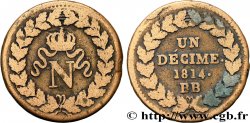 Un décime à l’N couronnée 1814 Strasbourg F.131/3