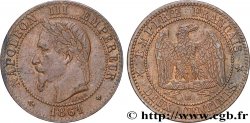Deux centimes Napoléon III, tête laurée, buste provisoire 1861 Strasbourg F.108/2