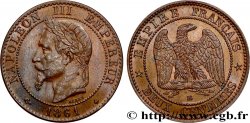 Deux centimes Napoléon III, tête laurée, buste provisoire 1861 Strasbourg F.108/2