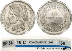 Concours de 10 centimes, essai en étain par Farochon, deuxième revers 1848 Paris VG.3139 var. MS64 GENI
