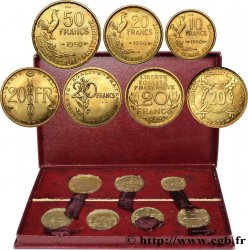 Boîte rouge contenant sept essais : les essais de 50 francs, 20 francs et 10 francs Guiraud + quatre essais du concours de 20 francs 1950 Paris GEM.210 3