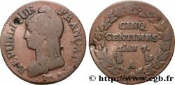 Cinq centimes Dupré, grand module 1799 Paris F.115/44