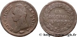 Un décime Dupré, grand module, &nbsp;refrappage&nbsp; du 2 décimes 1797 Paris F.128/1