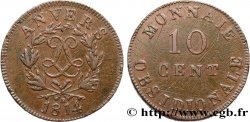 10 cent. Anvers au double L, frappe de l’atelier de Wolschot 1814  Anvers F.130C/2