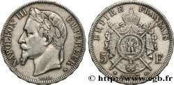 5 francs Napoléon III, tête laurée 1867 Strasbourg F.331/11
