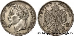 5 francs Napoléon III, tête laurée 1867 Strasbourg F.331/11