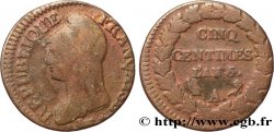 Cinq centimes Dupré, grand module, frappe décentrée 1797 Paris F.115/1