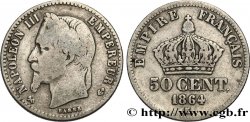50 centimes Napoléon III, tête laurée 1864 Bordeaux F.188/4