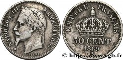 50 centimes Napoléon III, tête laurée 1869 Strasbourg F.188/23