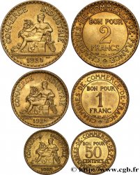 Lot 50 centimes, 1 franc et 2 francs Chambres de Commerce 1925 Paris F.191/7