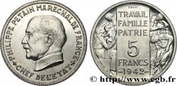 Essai grand module de 5 francs Pétain en aluminium par Bazor et Galle 1942 Paris GEM.143 3 MS64 