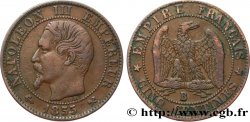 Cinq centimes Napoléon III, tête nue 1855 Rouen F.116/19