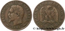 Cinq centimes Napoléon III, tête nue 1855 Lyon F.116/22