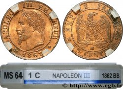 Un centime Napoléon III, tête laurée, petit BB 1862 Strasbourg F.103/5