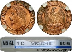 Un centime Napoléon III, tête laurée, petit BB 1862 Strasbourg F.103/5