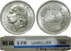 5 francs Lavrillier, aluminium, 9 ouvert 1945  F.339/3