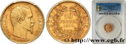 10 francs or Napoléon III, tête nue, petit module, tranche lisse 1854 Paris F.505/1 AU58 PCGS