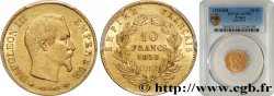 10 francs or Napoléon III, tête nue, grand module 1858 Strasbourg F.506/6 AU55 PCGS