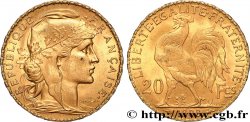 20 francs or Coq, Liberté Égalité Fraternité 1908 Paris F.535/2 SUP 