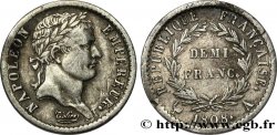 Demi-franc Napoléon Ier tête laurée, République française 1808 Paris F.177/2