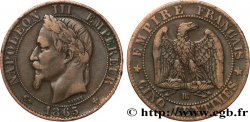 Cinq centimes Napoléon III, tête laurée 1865 Strasbourg F.117/17