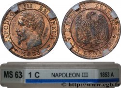 Un centime Napoléon III, tête nue 1853 Paris F.102/1