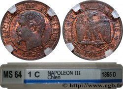 Un centime Napoléon III, tête nue 1855 Lyon F.102/19