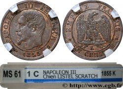 Un centime Napoléon III, tête nue 1855 Bordeaux F.102/22