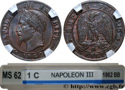 Un centime Napoléon III, tête laurée 1862 Strasbourg F.103/6