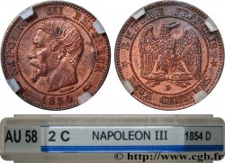 Deux centimes Napoléon III, tête nue, petit D et grand lion 1854 Lyon F.107/14