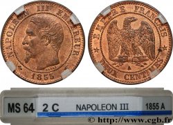 Deux centimes Napoléon III, tête nue 1855 Paris F.107/20