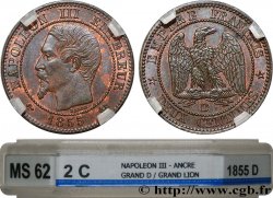 Deux centimes Napoléon III, tête nue 1855 Lyon F.107/27