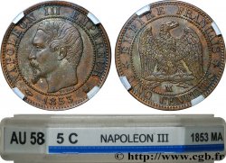 Cinq centimes Napoléon III, tête nue 1853 Marseille F.116/6