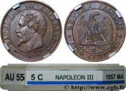 Cinq centimes Napoléon III, tête nue 1857 Marseille F.116/42