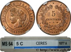 5 centimes Cérès 1877 Paris F.118/15 SPL64 GENI