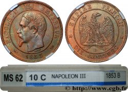 Dix centimes Napoléon III, tête nue 1853 Rouen F.133/3