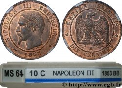 Dix centimes Napoléon III, tête nue 1853 Strasbourg F.133/4