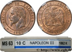 Dix centimes Napoléon III, tête laurée 1862 Bordeaux F.134/9